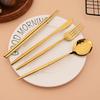 8Pcs Mirror Dinnerware Set Dinner Spoon Sushi Chopsticks Flatware Western Stainless Steel Cutlery Party Kitchen Tableware