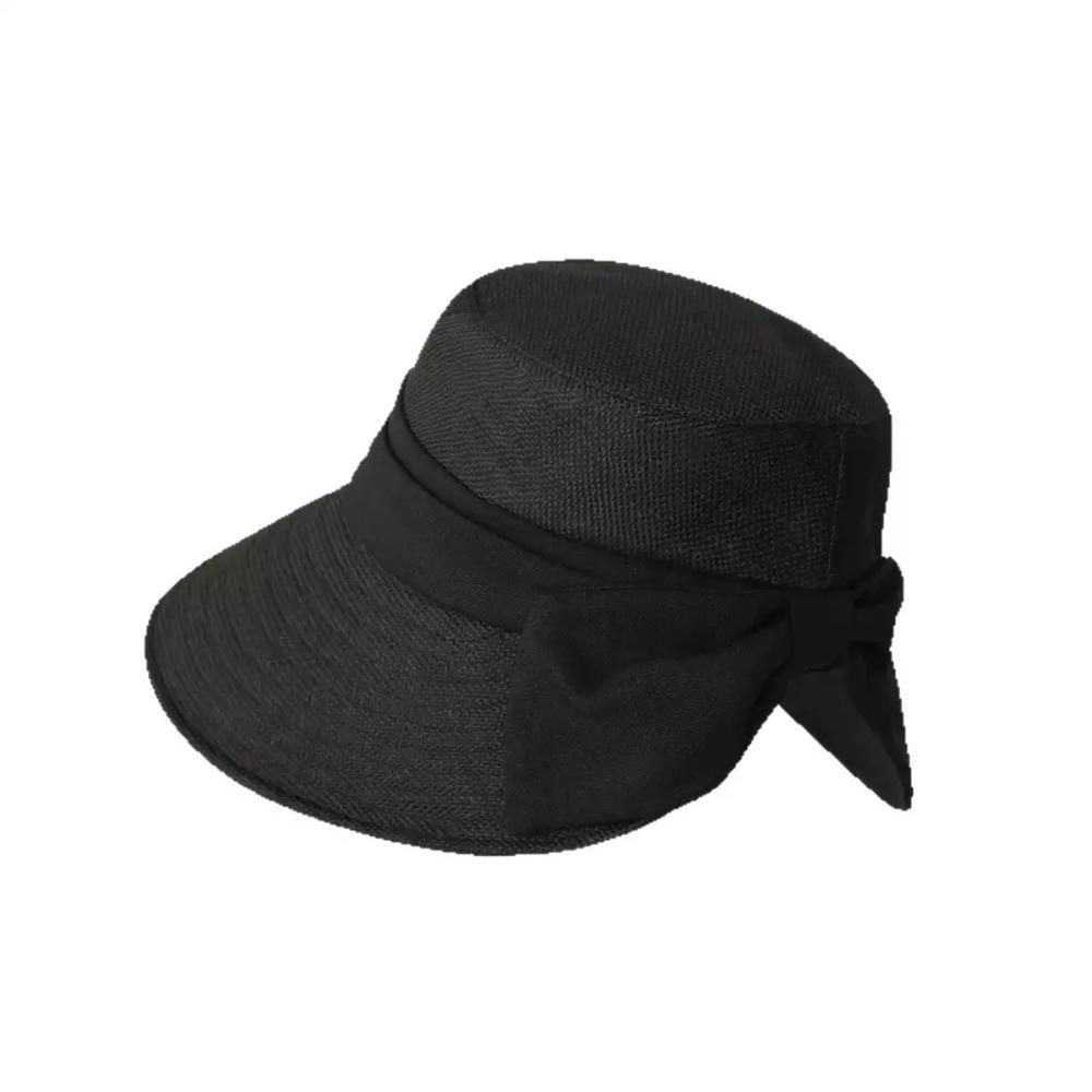 Wide Brim Summer Sun Hat Bowknot Bucket Hat Casual Sunscreen Visor Cap  Girl чёрный