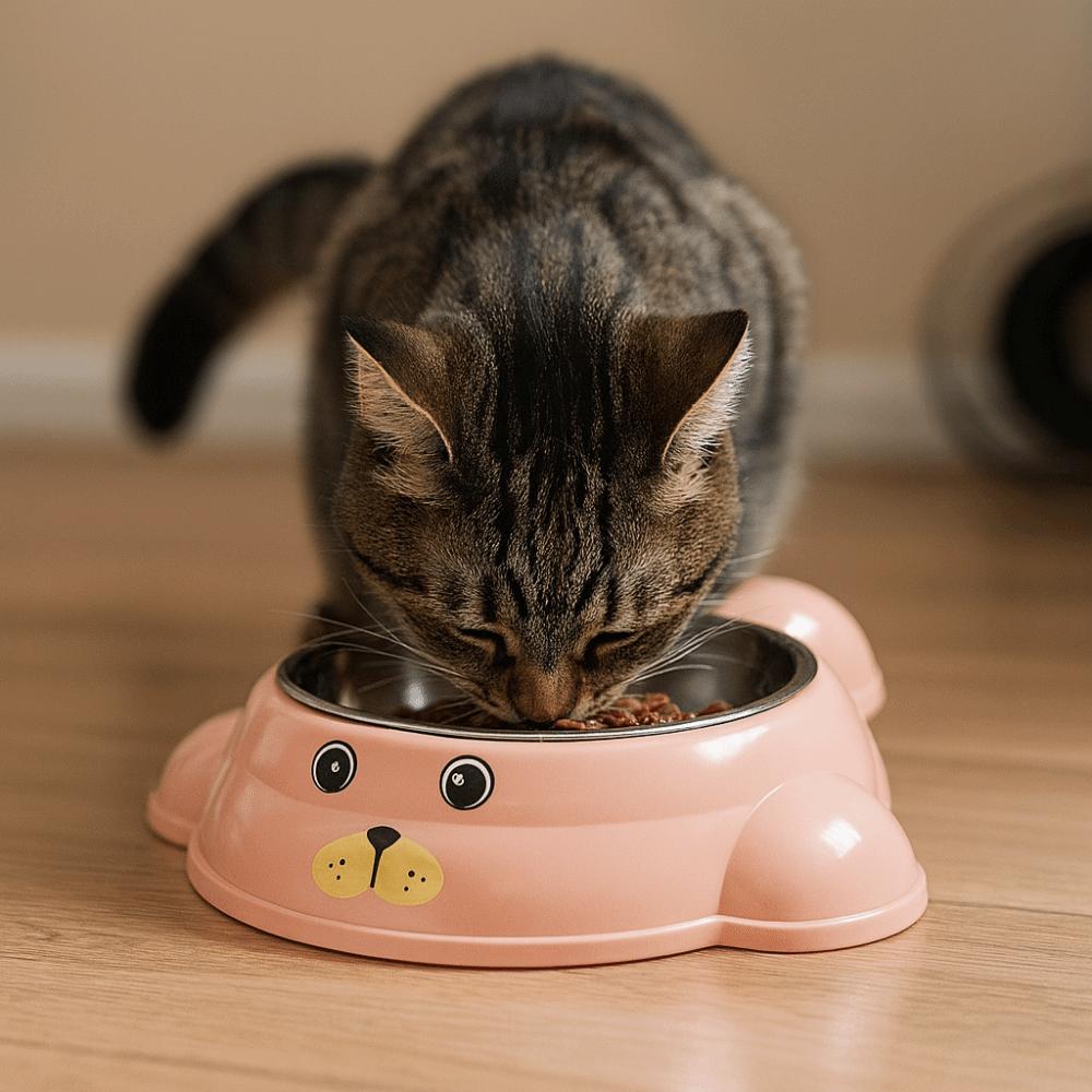 Non-slip Stainless Steel Cat Bowl Anti-Choke Durable Dog Food Bowl Cartoon Anti Tip Pet Drinking Bowl for Cats and Dogs