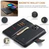 DG.MING For iPhone 15 Anti-Scratch Split Leather Wallet Stand Cover Detachable Magnetic Phone Case Shell