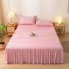 1pc Gray Bed Skirt Skin-friendly Bed Cover Simple Style Mattress Protector Roupa De Cama Soft Bedspread for Home (No Pillowcase)