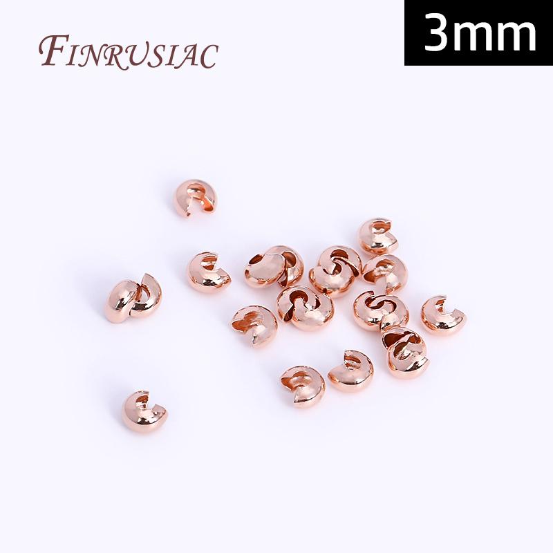 3mm/4mm Open Crimp Bead Covers 18K Real Gold Plated Round Covers For Crimp End Beads, DIY Jewelry Making Supplies Wholesale