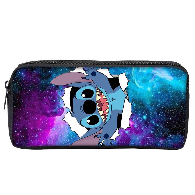 Anime Peripheral Stitch Stitch Pencil Bag Single Layer Pencil Bag Student Children'S Stationery Bag Cartoon Printing Pencil Bag