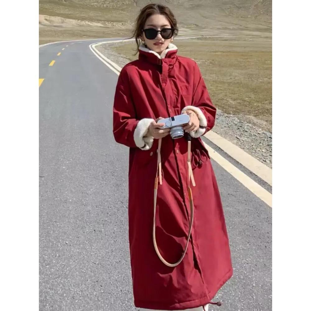 Down Cotton Parkas Jacket Women's Mid-length Over The Knee Loose Fashion Winter Padded Female Thickened