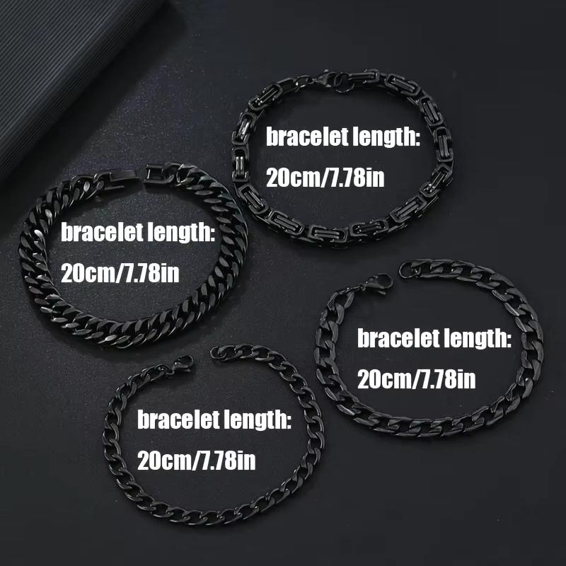 European American Hot Selling Stainless Steel Chain Link Bracelet Four-piece Set Simple Black Zinc Plated Light Luxury High-end