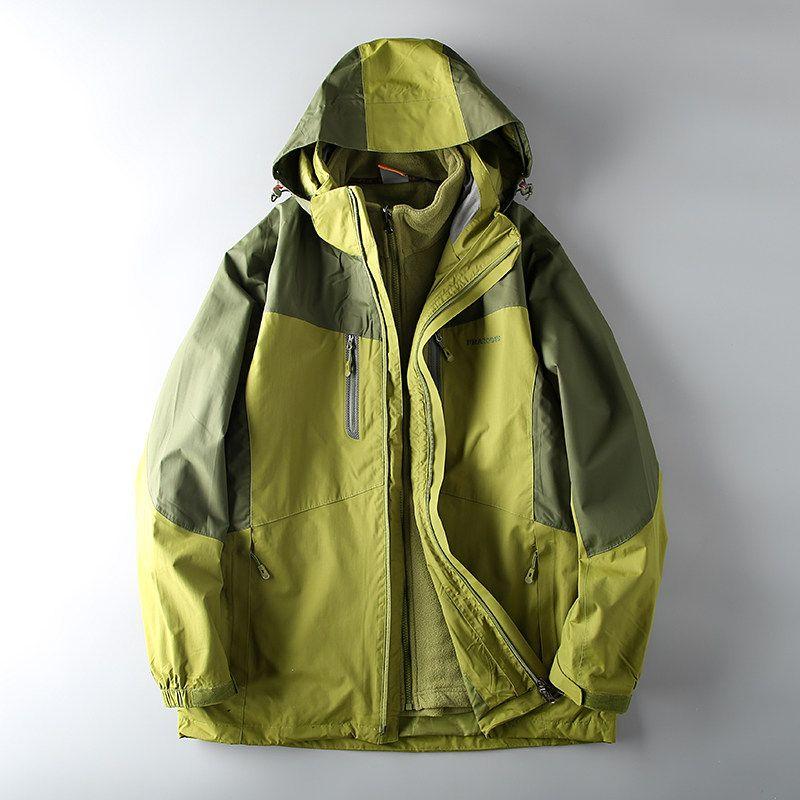 Export Tail Single Men s Label Cutting Outdoor Winter Shell Jacket Fleece-lined Thickened Three-in-One Detachable Outlet Overalls Army Green 2XL