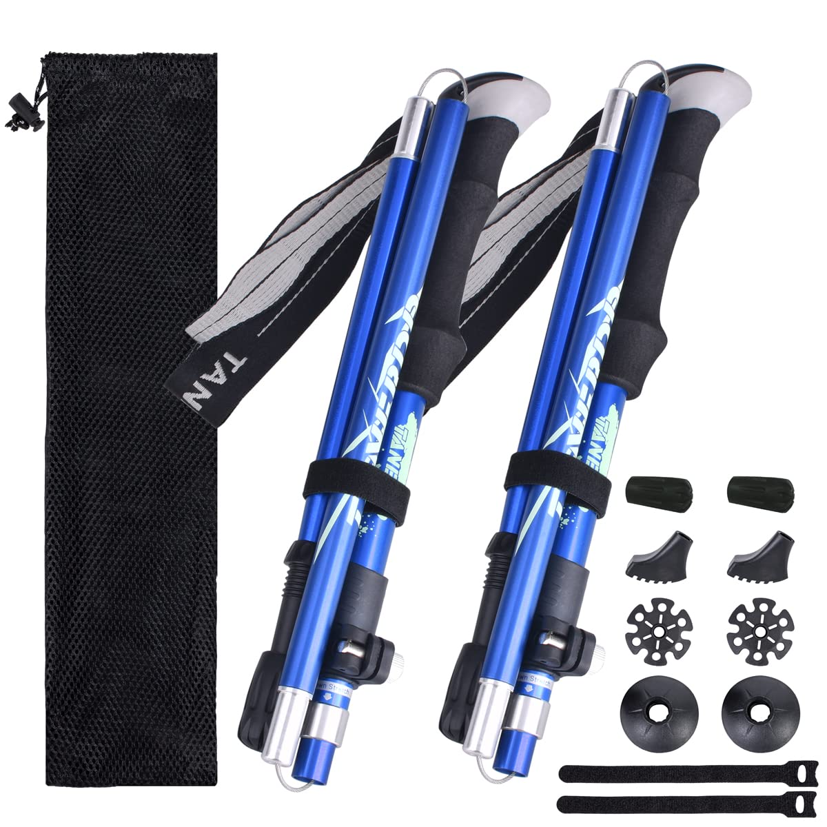

Azarxis Trekking Trail Running Mountaineering Trail Mountain Walking Storage Bag Set Poles, Foldable, Lightweight, Poles, Stocks, 110cm, 120cm, 130cm,