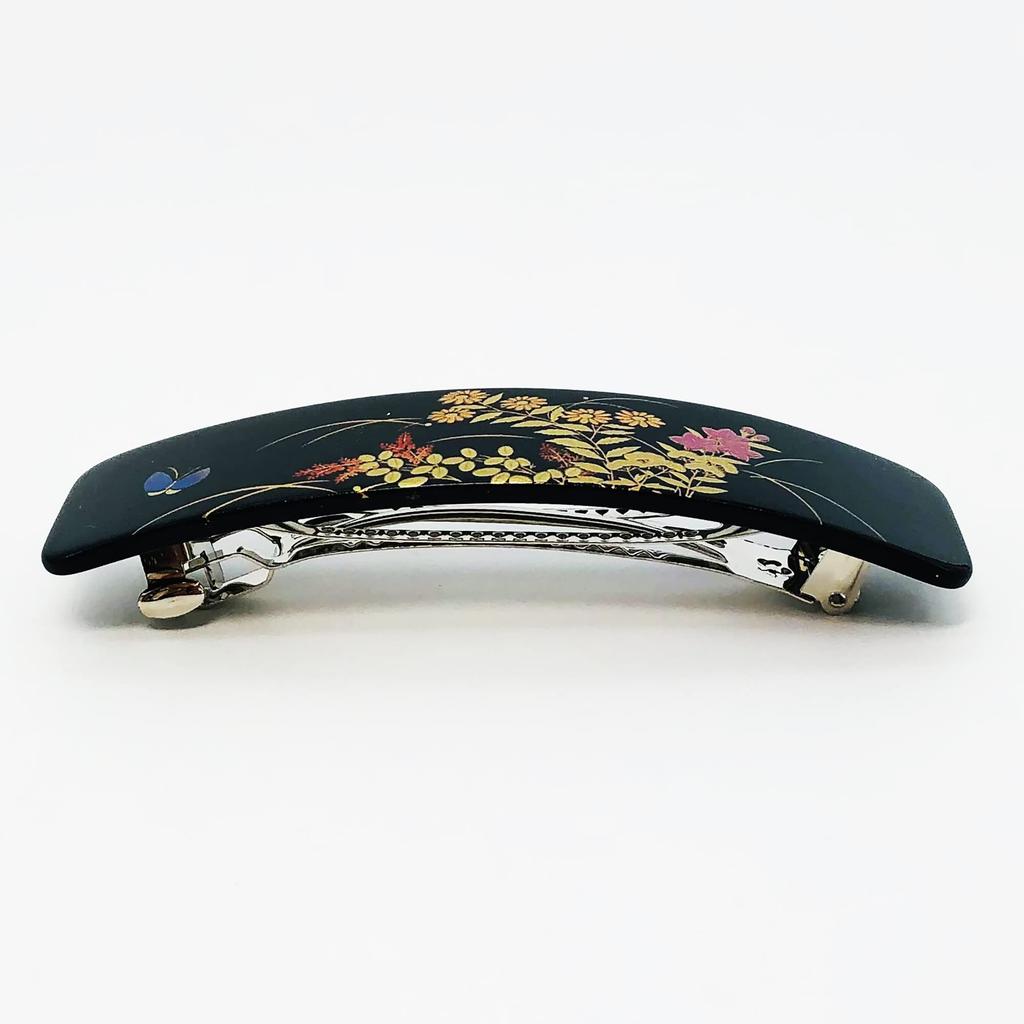 Maeju Lacquerware Lacquerware Barrette Long Rectangular Kaga (Small) (B) 4X-116