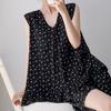 Anti-bumping summer cotton and silk floral sleeveless loungewear set, women's pajamas with chest pads can be worn outside, loose two-piece set