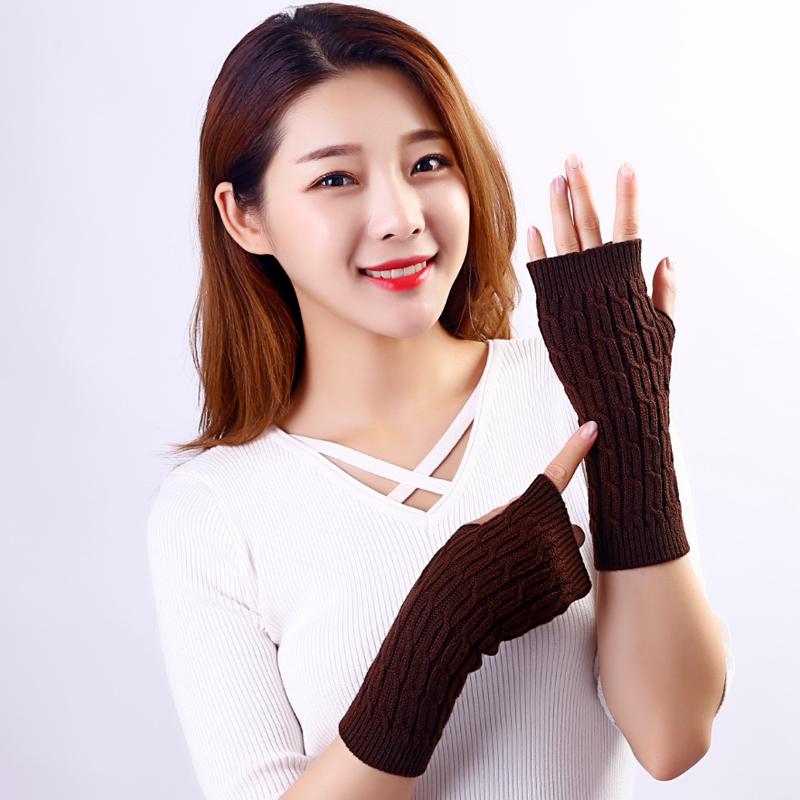 

Women s Cashmere Blend Cable Knit Fingerless Gloves Soft Warm Knitted Wrist Warmers for Autumn Winter Cycling Outdoor Fashion кофейный
