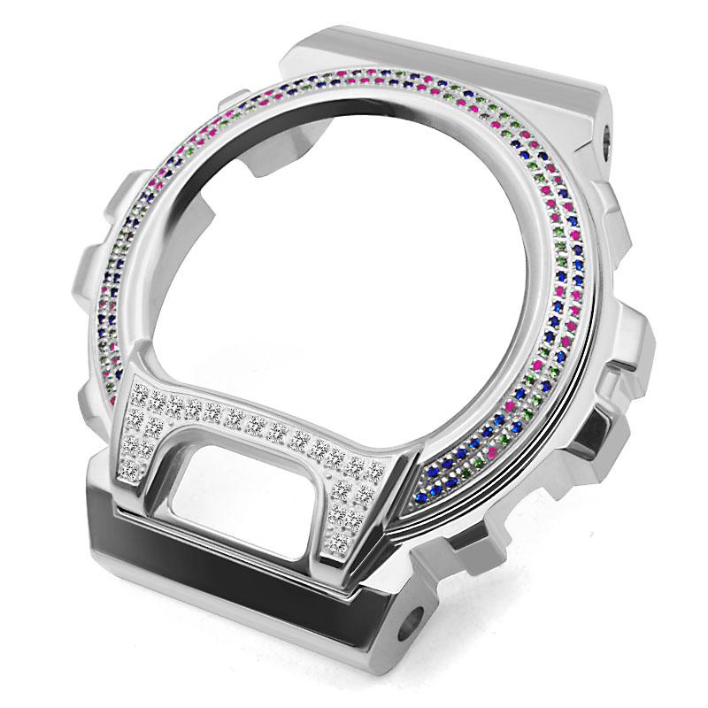 DW6900 Mod Kit metal case strap for Casio G-SHOCK DW-6900 modified stainless steel bezel diamond case bracelet watch accessories