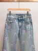 Spring French-Style High-Waist Bow Denim Pants for Women