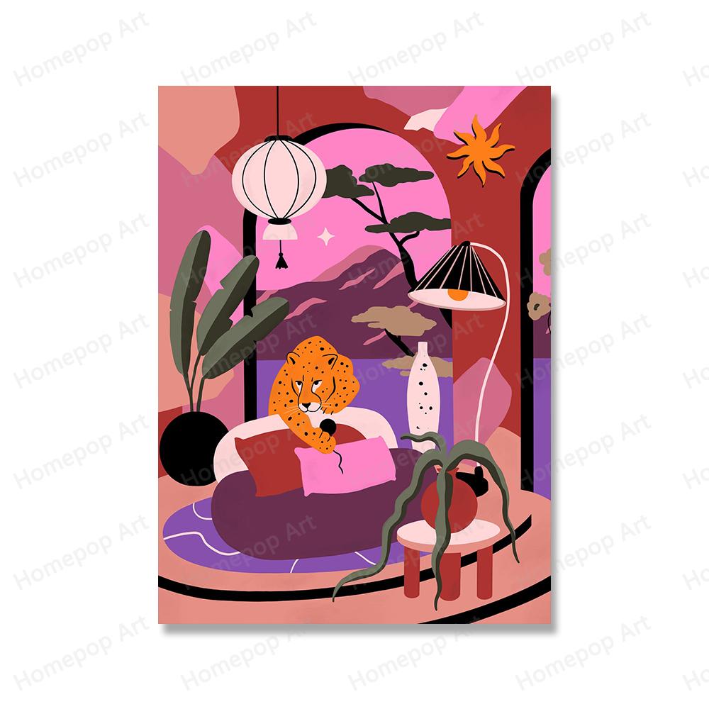 Tiger Paradise Forest Animal Wall Art Canvas Painting Abstract Cheetah Posters and Prints Living Room Pictures Home Decoration