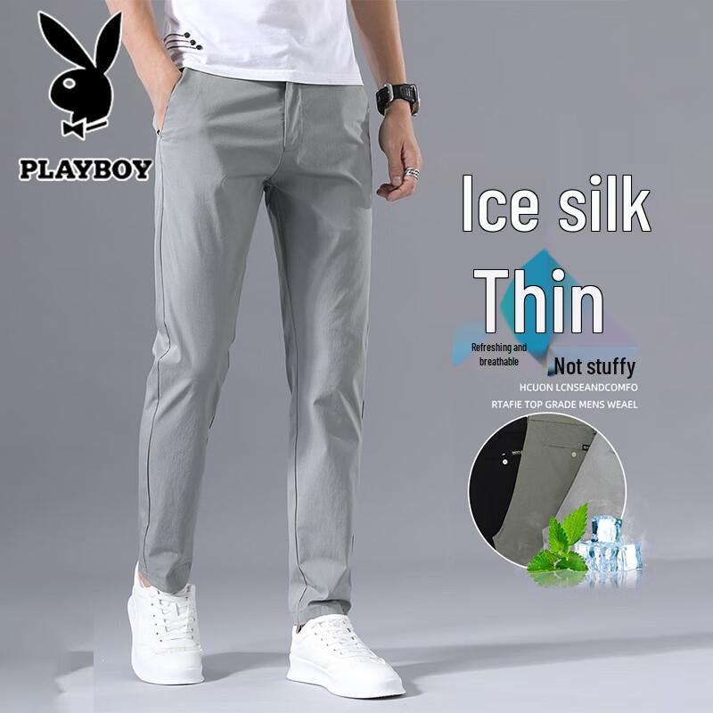 

Playboy Men s Summer Ice-Feel Straight Casual Pants 30