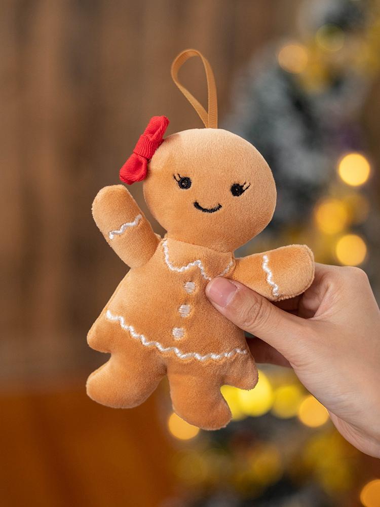 Non-Toxic Cute Gingerbread Man Pendant Plush Christmas Ornaments For Tree Decorations Christmas Hanging Decor For Home Christmas Party