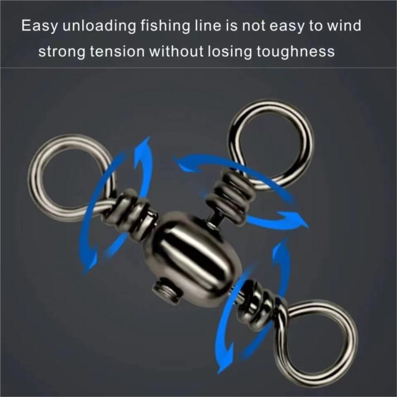 50PCS/Bag Black Nickel Plating Three-Prong Connector T-Swivel Sub-Line Splitter Outdoor Fishing Bazi Ring Fishing Accessories