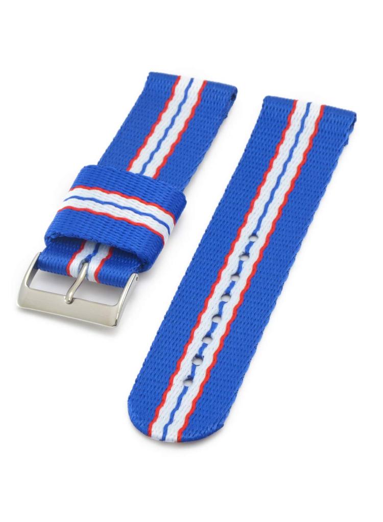 CASSIS NICE 24mm NATO Nylon Watch Includes Replacement U1130NYL866024 Strap, Blue/White/Red, Tool,