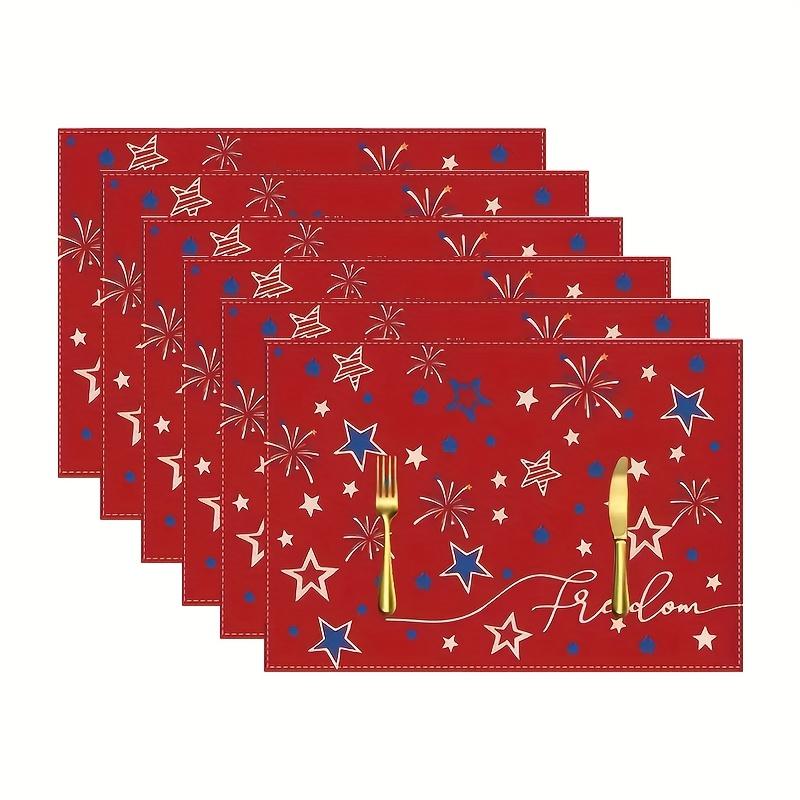 1pc American Star Flag Placemats, Patriotic Memorial Day Table Mats, Suitable for Party Kitchen Restaurant Decoration
