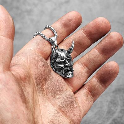 Japanischer Wraith Prajna Edelstahl Herren Damen Halsketten Anhänger Kette Punk Schmuck Kreativität Geschenk Dropshipping Großhandel