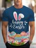 Boho Rabbit Easter Graphic T-Shirt Men Casual Crew Neck Tee