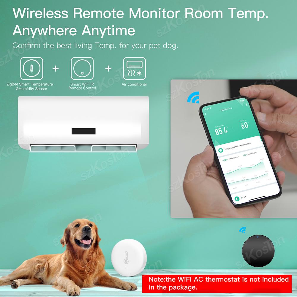 Tuya Smart Home ZigBee Senzor de temperatură și umiditate Monitorul termometrului de interior funcționează cu Alexa Google Smart Life ZigBee2mqtt