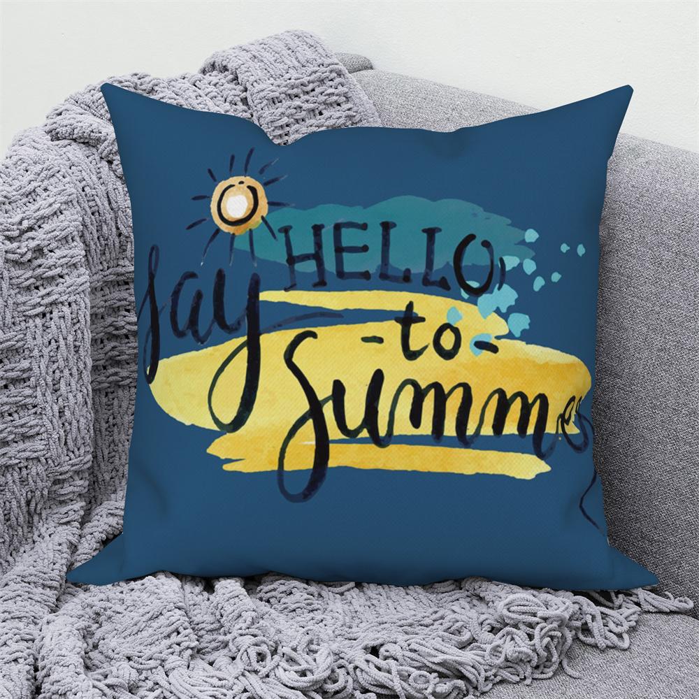 Home Sofa Office Cushion Pillowcase  Summer Vacation Alphabet Printed