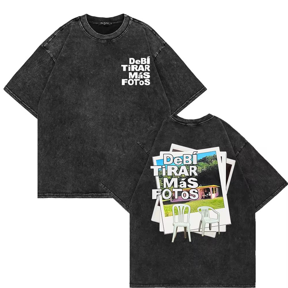 Rapper Bad Bunny Album Cover Print Tshirt Debi Tirar Mas Fotos Dtmf Washed Vintage High Quality T Shirt Men Wome Y2k Hip Hoptop
