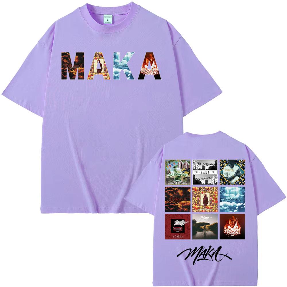 Rapper Maka Music Album Tour 2025 Cover T Shirts Men's Women Harajuku Hip Hop Punk T-shirt Summer Tops O-Neck T Shirt Streetwear