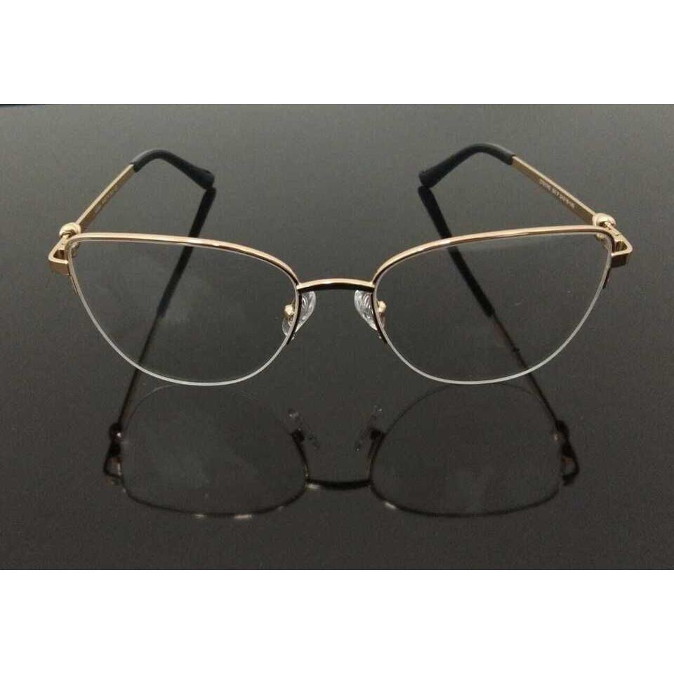 Classic Luxury Half Rim Metal Golden Black Finish Eyeglass Frame Cart-Metal JL166605724963