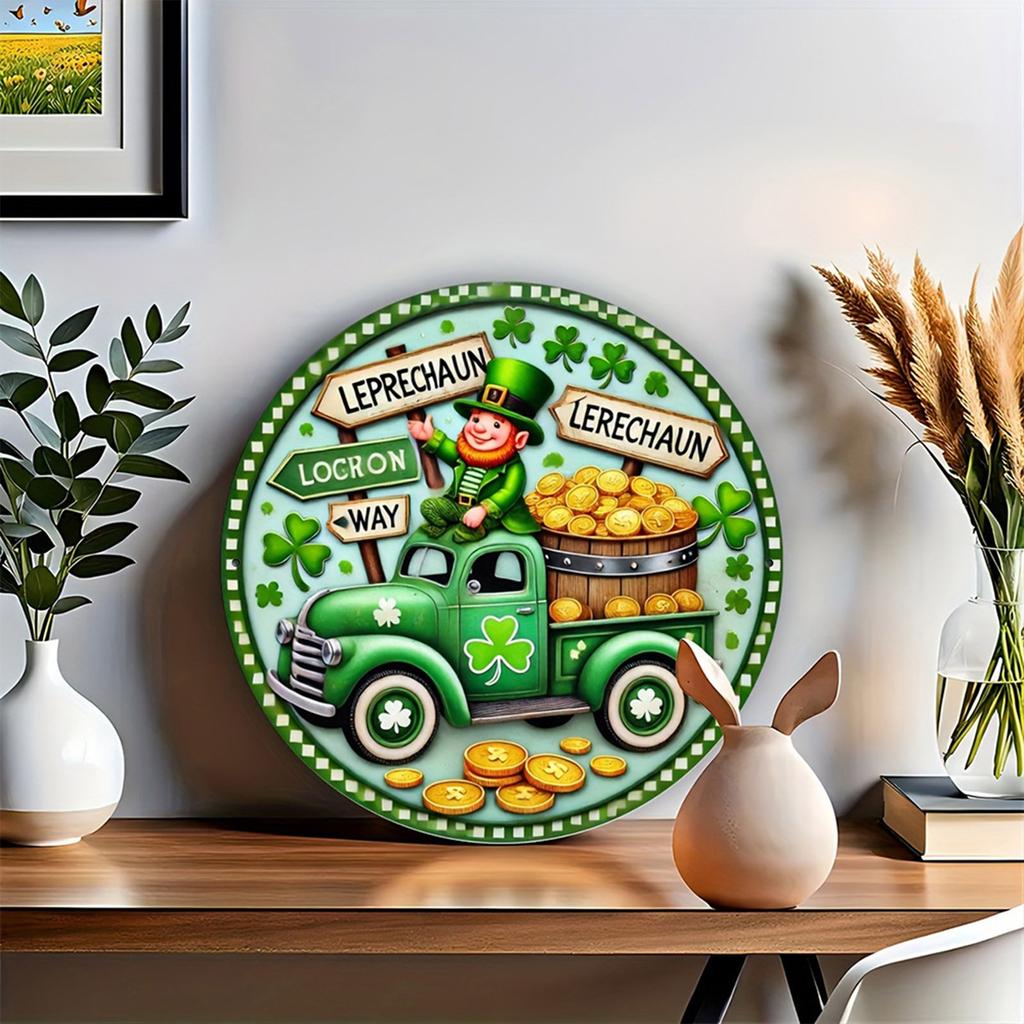 Appeso da Parete Decorativo per Atmosfera Festa di Gnomi a Tema San Patrizio, Cartellonistica in Legno per Festival Irlandese, Addobbi Decorativi per San Patrizio