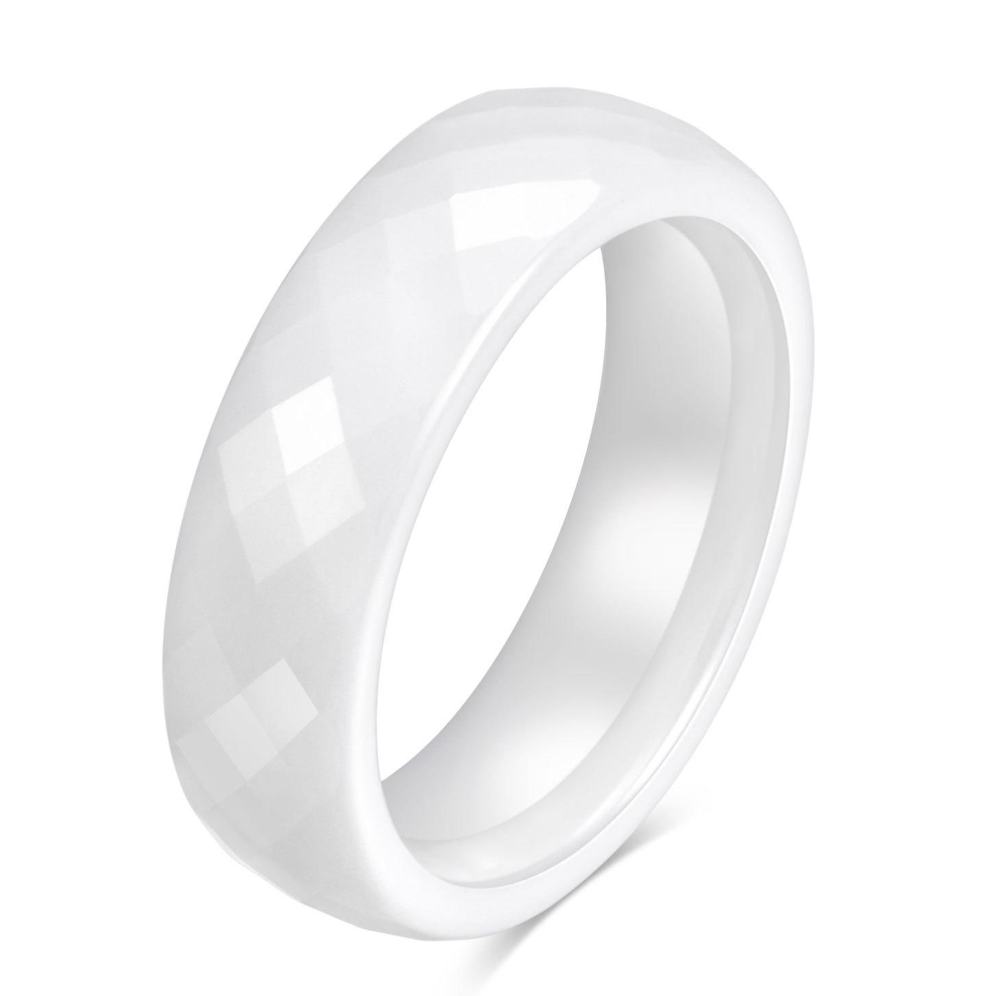 

Stylish Minimalist 6mm Black And White Ceramic Couple Rings Versatile Faceted Design no. 5 белый