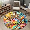 Playful Round Stained Glass Multicolor Rug Pad, Non-Slip Floor Mat for Dining Room