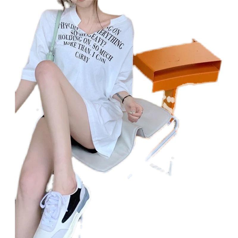 Plus Size V-Neck Korean T-Shirt: Summer Trend, Loose Fit, Short Sleeves