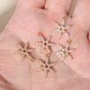 Golden Plated Copper Snowflakes Charms Pendants with Clear Zirconia, DIY Jewelry Making Supplies for Earrings Necklaces, Sweet Girly Gift for Women