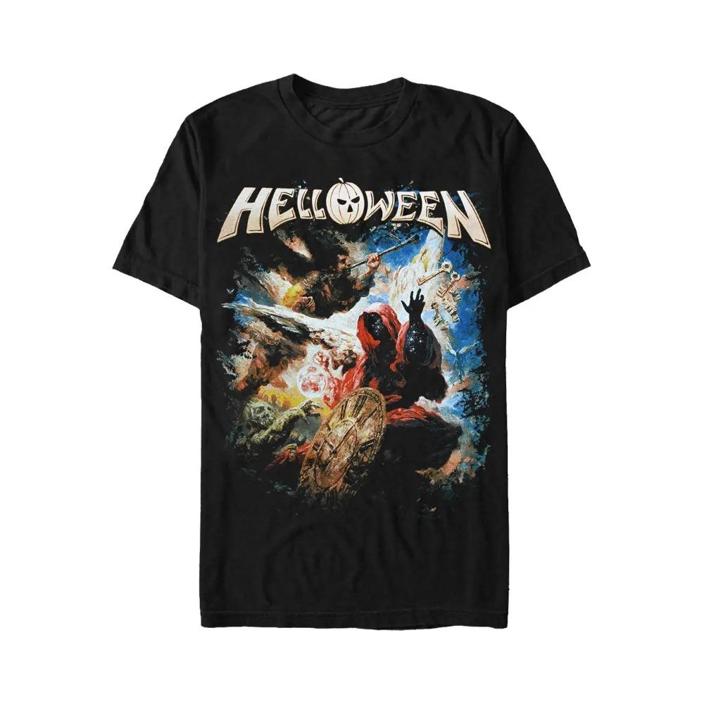 T-shirt Helloween Heavy Metal Famiglia della Band T-shirt Musicale T-shirt Retrò a Maniche Corte da Donna Nera Casual Girocollo in Cotone per Uso Quotidiano Top Cool