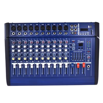 10-Kanal-Mischverstärker, digitaler Audio-Mischpultverstärker mit 48-V-Phantomspeisung, USB/SD