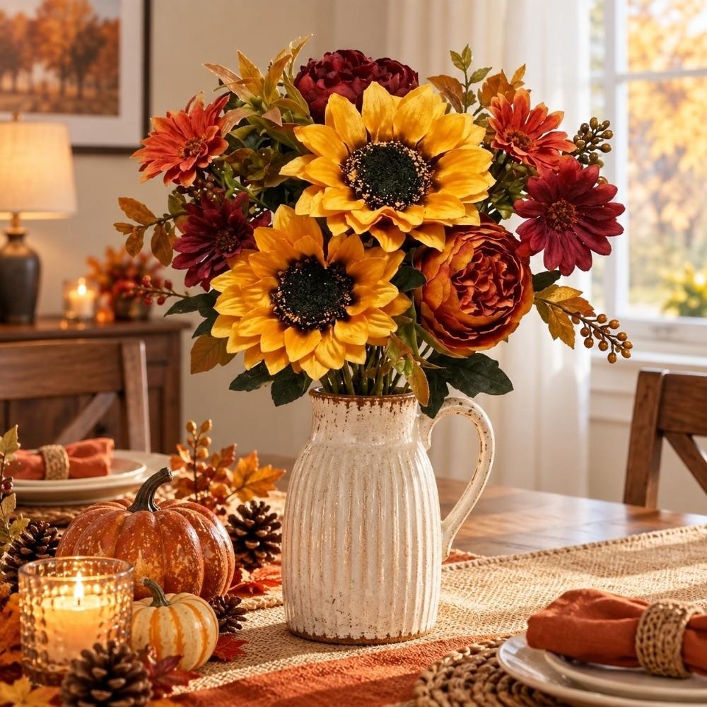 Autumn Theme Artificial Sunflowers Sunflower & Daisy Mix Fake Flower Decor Hotel Decor
