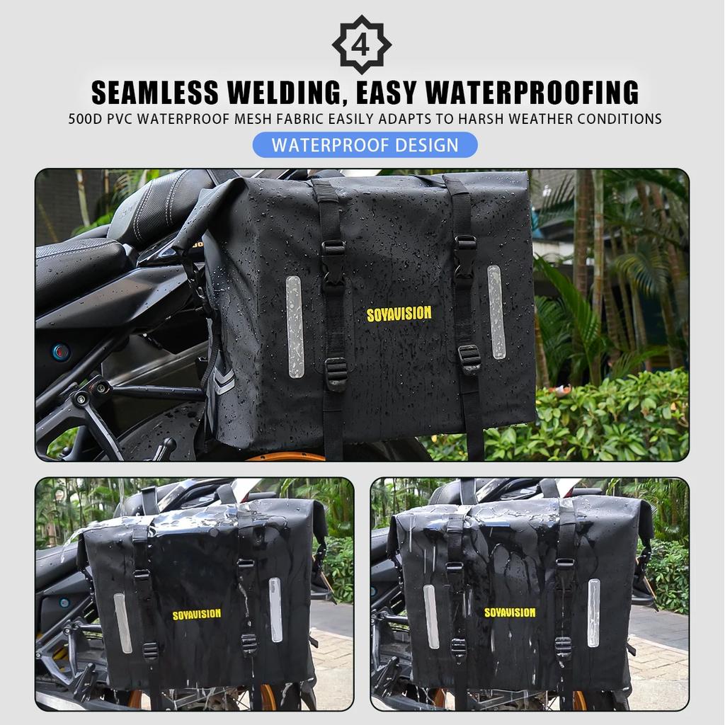 2x30L Motorcycle Saddlebags Waterproof Bagtecs WP8 Roll Closure Side Saddle Bags UniversalMotorbike Adventure Sportster 60L