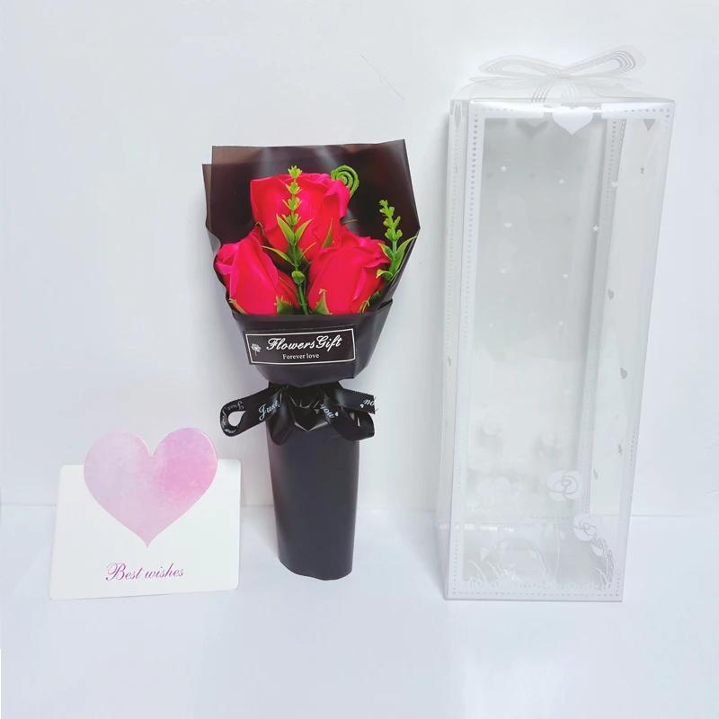 

Bouquet Romantic Valentine s Day Gift for Her Premium Artificial Floral Decor Creative Home Decoration in Elegant Box червоний