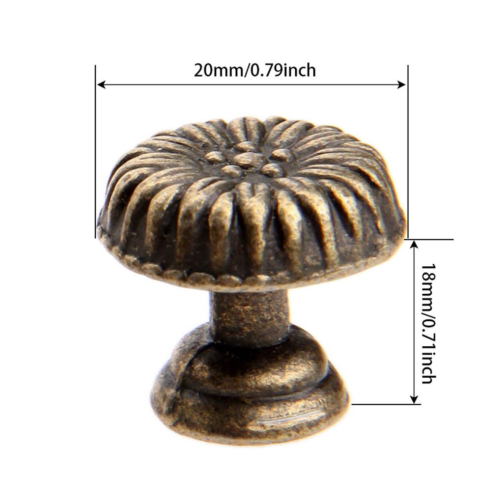 5 Stück Antikmessing Rund Schmuckschatulle Zuggriff Schublade Schrank Garderobe Schrank Blumenmuster Knopf für Holzbox mit Schrauben