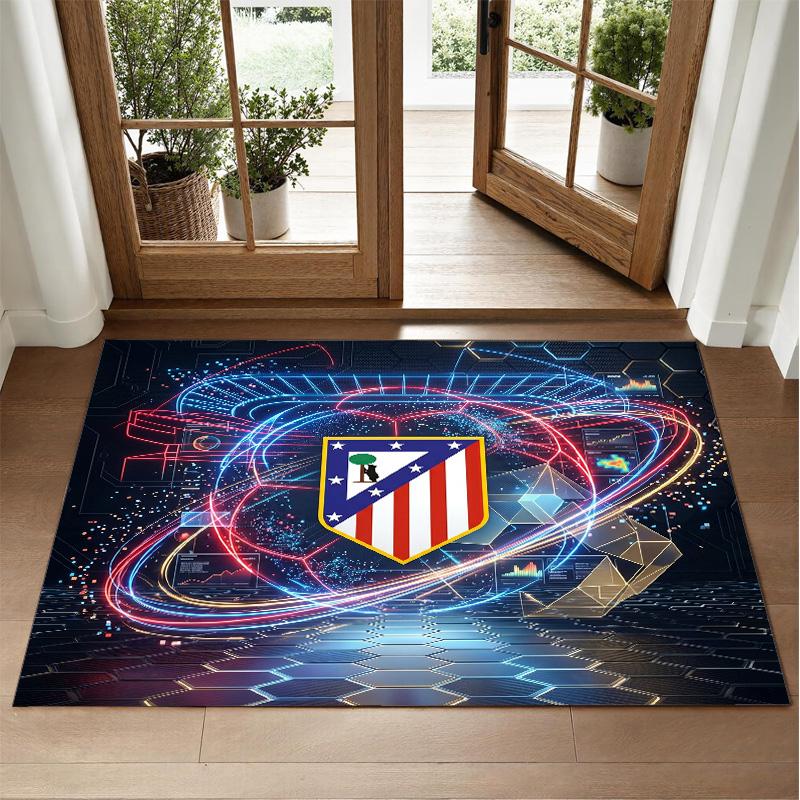 Atletico Madrid Design Crystal Velvet Rug Soft Decorative Mat for Bedroom Entrance