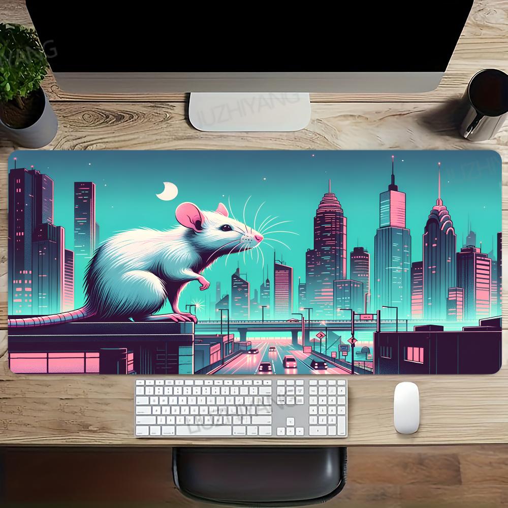 Retro Neon City Large Gaming Mouse Pad Non Slip Rubber Extended Keyboard Desk Mat for PC Gamer Home Office Table Decor Mousepad