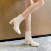French British style thick heel short women's boots new autumn and winter fashion retro versatile thin high heel short boots women