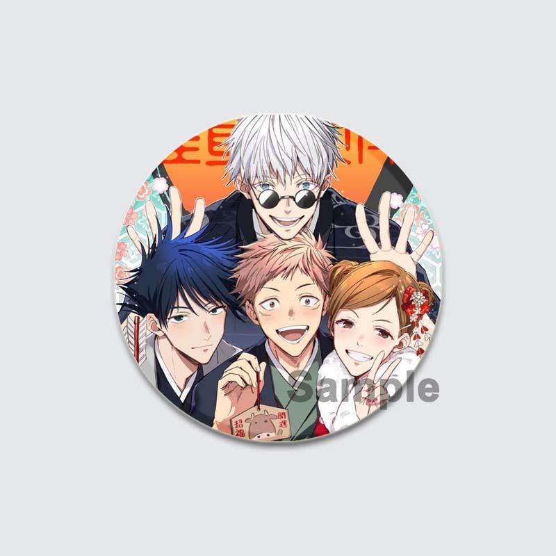 32/44/58mm Anime Jujutsu Kaisen Insigna Figura Gojo Satoru Yuji Itadori Desene animat rotund Ace lucrate manual DIY Rucsac Guler Brosa Accesorii