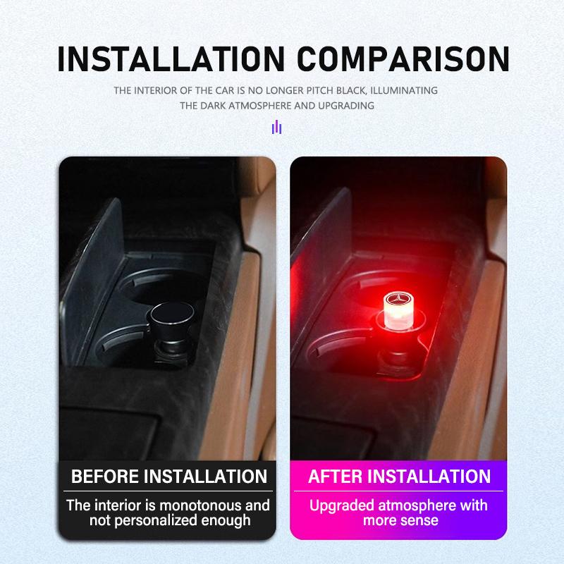 Car Mini USB LED Atmosphere Light Decorative Lamp Portable Plug For Benz AMG A C E S G Class W201 W210 W108 W204 W205 W203