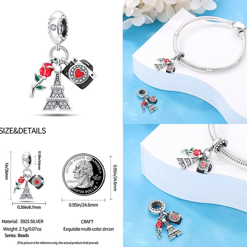 Copper Fashion Dress High Heels Lipstick Camera Collection Charm Beads For 3Mm Original Bracelet Diy Jewelry