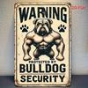 [2D Flat] 1pc Vintage Bulldog Security Warning Metal Sign - Rustic Iron Wall Decor for Home, Bar, Cafe, Garage, Farmhouse