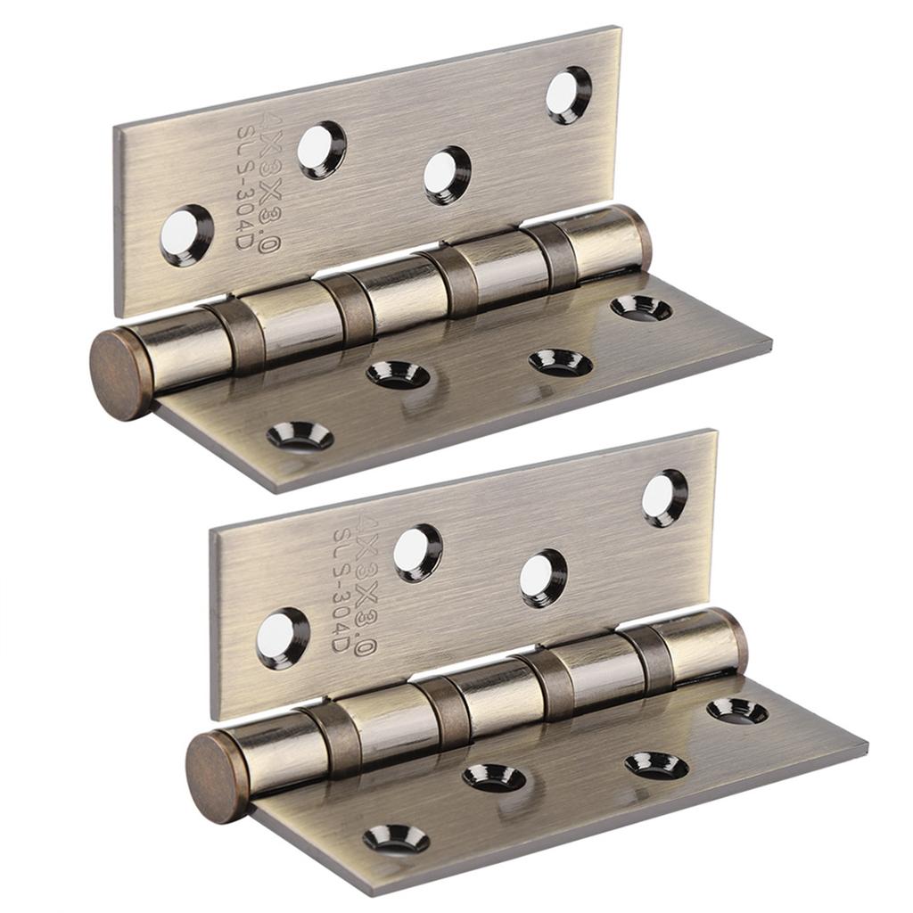 4in 3mm Stainless Steel Door Hinge Loose Pin Muffler Buffer Hinges Mute Bearing(Plating Yellow)