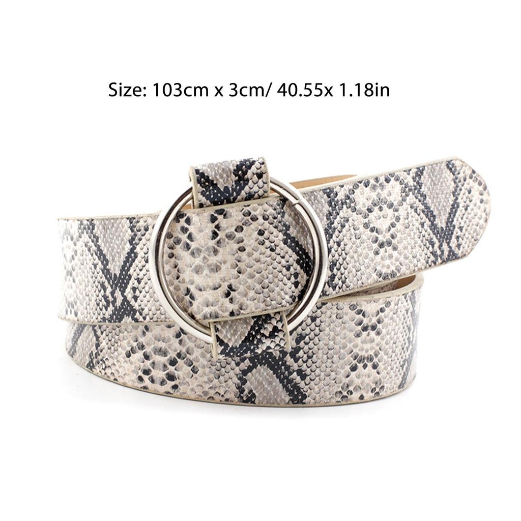 Damen Runder Schnallen Gürtel Modischer Lässiger Verstellbarer Bequeme Textur Gürtel für Formelle Lockere Hosen Kleid Schlangenmuster