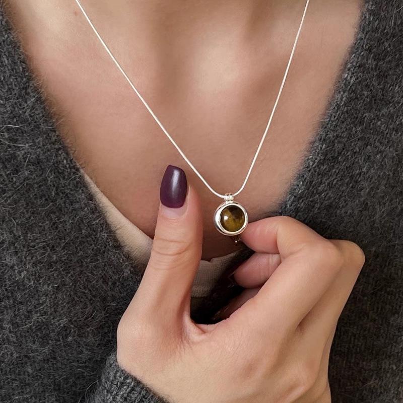 Elegante Collana con Perle d'Argento e Zaffiri - Catena per Clavicola Anti-Sbiadimento, Versatile per Donna